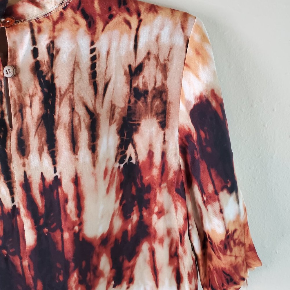 Nanushka Womens Brown Kaden Tie Dye Mock Neck Short Sleeve Top - Picture 9 of 14